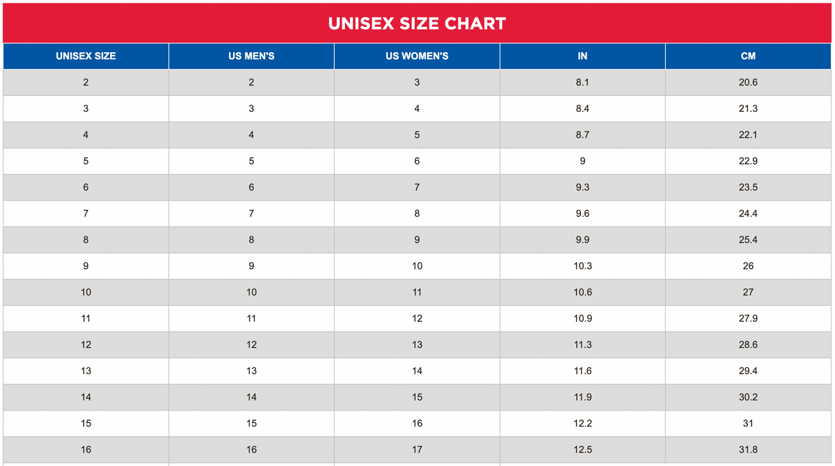 Size Guide Xtratuf